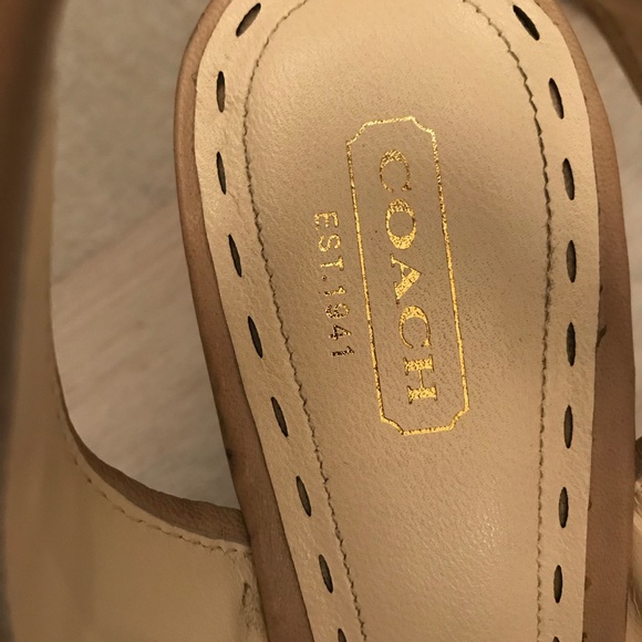 COACH 8.5 Wedge Espadrilles Tan Beige Cream - Picture 3 of 8